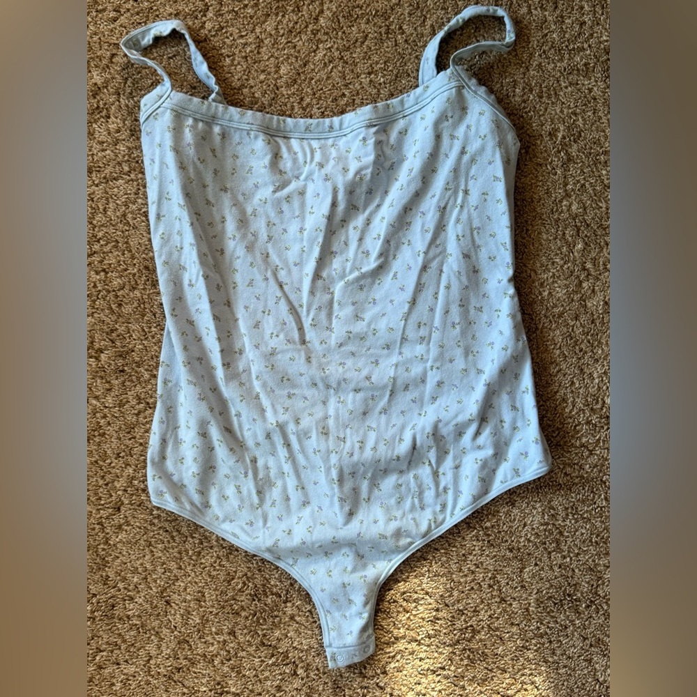 SKIMS Light Blue Floral Bodysuit